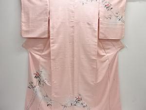 作家物　手描き友禅　白山紬　枝花模様訪問着